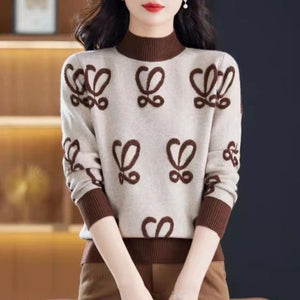Fashion Casual Half Turtleneck Pullover Loose Slimming Ladies