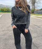 Women's Casual All-matching Lace-up Crew Neck Long Sleeve Blouse And Pants
