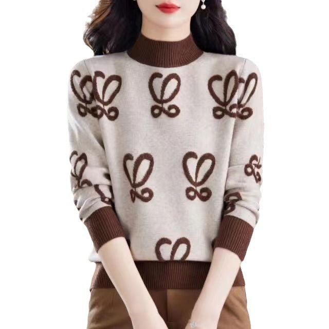 Fashion Casual Half Turtleneck Pullover Loose Slimming Ladies