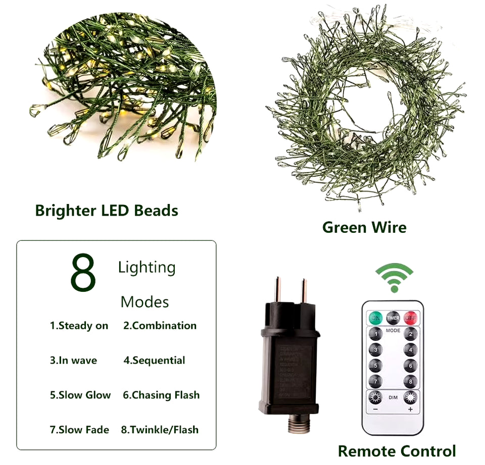 36M Cluster LED Christmas String Lights Outdoor Decoration Garden Tree Waterproof Lamp for Halloween Party Home Holiday Lighting