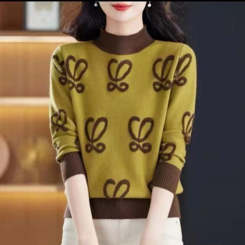 Fashion Casual Half Turtleneck Pullover Loose Slimming Ladies